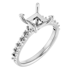 14K White Gold  6.5x6.5 mm Square Engagement Ring Mounting