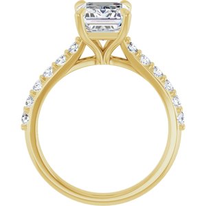 14K Yellow Gold 9x7 mm Emerald 1/3 CTW Natural Diamond Semi-Set Engagement Ring