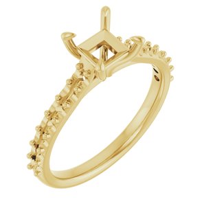 14K Yellow Gold  5x5 mm Square Engagement Ring Mounting