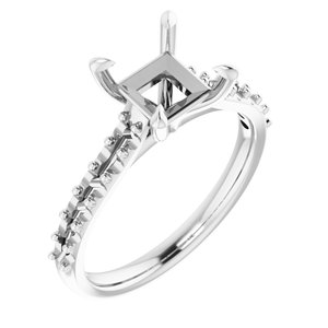 14K White Gold  6x6 mm Square Engagement Ring Mounting