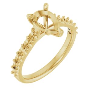 14K Yellow Gold  9x6 mm Pear Engagement Ring Mounting
