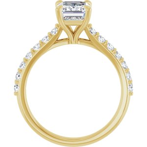 14K Yellow Gold 8x6 mm Emerald 3/8 CTW Natural Diamond Semi-Set Engagement Ring