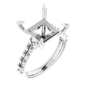 14K White Gold  10x10 mm Square Engagement Ring Mounting