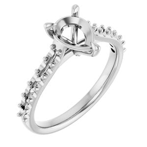 14K White Gold  8x6 mm Pear Engagement Ring Mounting