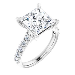 14K White Gold 9x9 mm Square 1/2 CTW Lab-Grown Diamond Semi-Set Engagement Ring