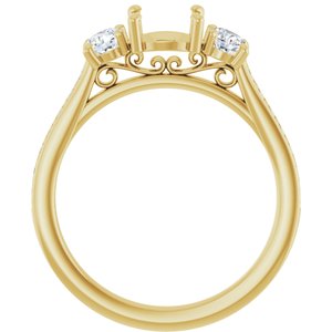 14K Yellow Gold 6.5 mm Round 3/8 CTW Natural Diamond Semi-Set Engagement Ring