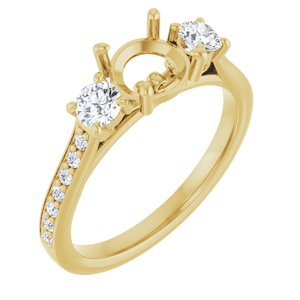 14K Yellow Gold 6.5 mm Round 3/8 CTW Natural Diamond Semi-Set Engagement Ring