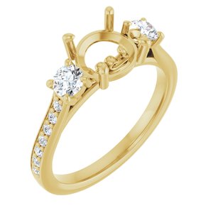 14K Yellow Gold 7.4 mm Round 3/8 CTW Lab-Grown Diamond Semi-Set Engagement Ring