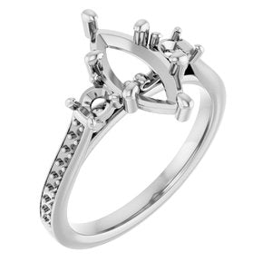 10K White Gold  12x6 mm Marquise Engagement Ring Mounting