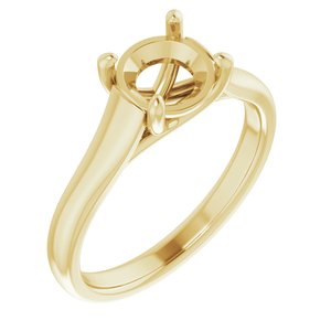 14K Yellow Gold 7 mm Round Solitaire Engagement Ring Mounting
