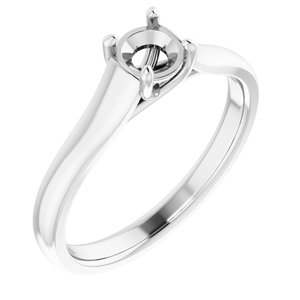 14K White Gold 4.8 mm Round Solitaire Engagement Ring Mounting