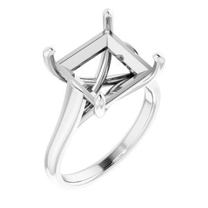 14K White Gold 10 mm Square Solitaire Engagement Ring Mounting