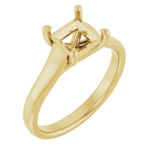 14K Yellow Gold 6 mm Square Solitaire Engagement Ring Mounting