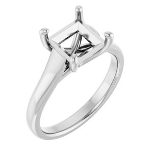 14K White Gold 7 mm Square Solitaire Engagement Ring Mounting