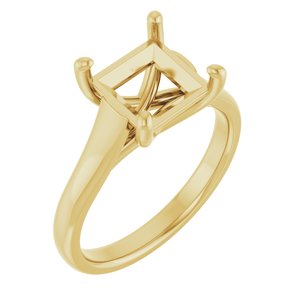 14K Yellow Gold 7.5 mm Square Solitaire Engagement Ring Mounting