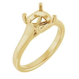 18K Yellow Gold 7 mm Asscher Solitaire Engagement Ring Mounting