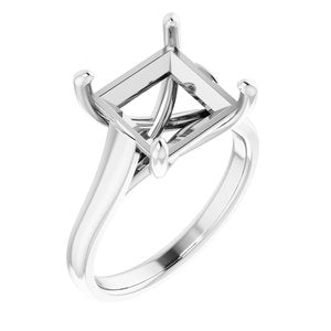 14K White Gold 9 mm Square Solitaire Engagement Ring Mounting