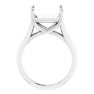 14K White Gold 10 mm Square Solitaire Engagement Ring Mounting