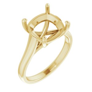 14K Yellow Gold 10 mm Cushion Solitaire Engagement Ring Mounting