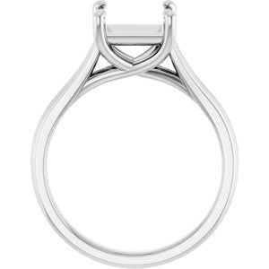 14K White Gold 7 mm Square Solitaire Engagement Ring Mounting