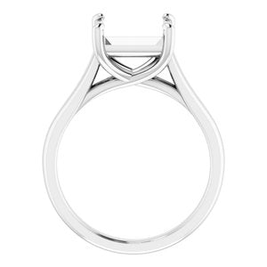 14K White Gold 8 mm Square Solitaire Engagement Ring Mounting