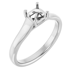 10K White Gold 5 mm Cushion Solitaire Engagement Ring Mounting