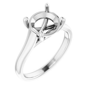 14K White Gold 9 mm Round Solitaire Engagement Ring Mounting