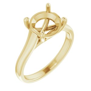 14K Yellow Gold 9 mm Round Solitaire Engagement Ring Mounting