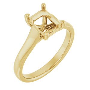 14K Yellow Gold 8x6 mm Emerald Solitaire Engagement Ring Mounting