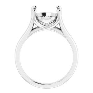14K White Gold 12x10 mm Oval Solitaire Engagement Ring Mounting