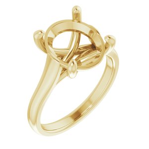 14K Yellow Gold 12x10 mm Oval Solitaire Engagement Ring Mounting