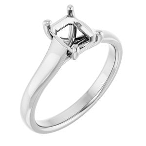 14K White Gold 7x5 mm Emerald Solitaire Engagement Ring Mounting