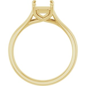 14K Yellow Gold 8x6 mm Emerald Solitaire Engagement Ring Mounting