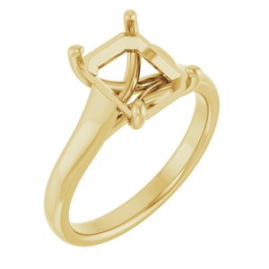 14K Yellow Gold 9x7 mm Emerald Solitaire Engagement Ring Mounting