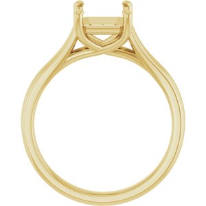 14K Yellow Gold 9x7 mm Emerald Solitaire Engagement Ring Mounting