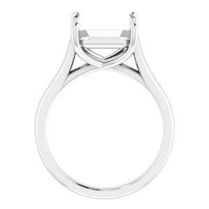 14K White Gold 12x10 mm Emerald Solitaire Engagement Ring Mounting