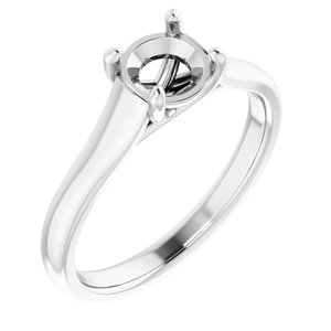 14K White Gold 6 mm Round Solitaire Engagement Ring Mounting