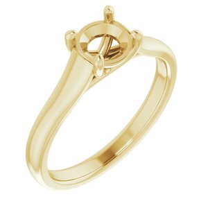 14K Yellow Gold 6 mm Round Solitaire Engagement Ring Mounting