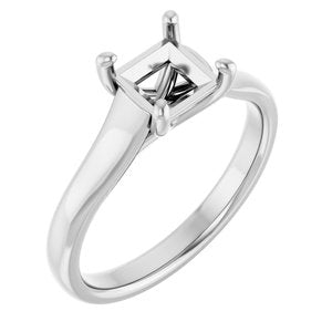 14K White Gold 5.5 mm Square Solitaire Engagement Ring Mounting