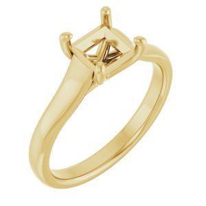 14K Yellow Gold 5.5 mm Square Solitaire Engagement Ring Mounting