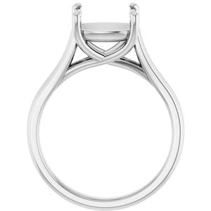 14K White Gold 9 mm Cushion Solitaire Engagement Ring Mounting