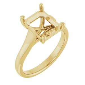 14K Yellow Gold 10x8 mm Emerald Solitaire Engagement Ring Mounting