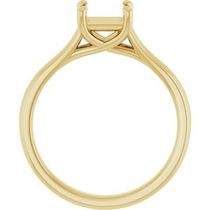 14K Yellow Gold 5.5 mm Square Solitaire Engagement Ring Mounting