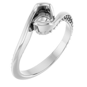 14K White Gold 5.2 mm Round Half Bezel Engagement Ring Mounting