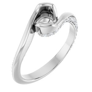 14K White Gold 5.2 mm Round 1/4 CTW Natural Diamond Semi-Set Engagement Ring