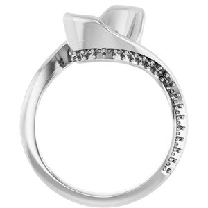 14K White Gold 9 mm Round Half Bezel Engagement Ring Mounting