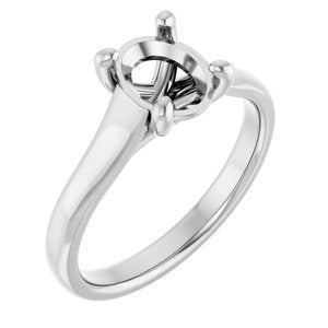 14K White Gold 8x6 mm Oval Solitaire Engagement Ring Mounting