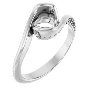 14K White Gold 6.5 mm Round Half Bezel Engagement Ring Mounting