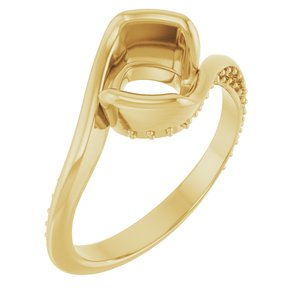 14K Yellow Gold 7 x 7 mm Cushion Half Bezel Engagement Ring Mounting
