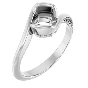 14K White Gold 6 x 6 mm Cushion Half Bezel Engagement Ring Mounting